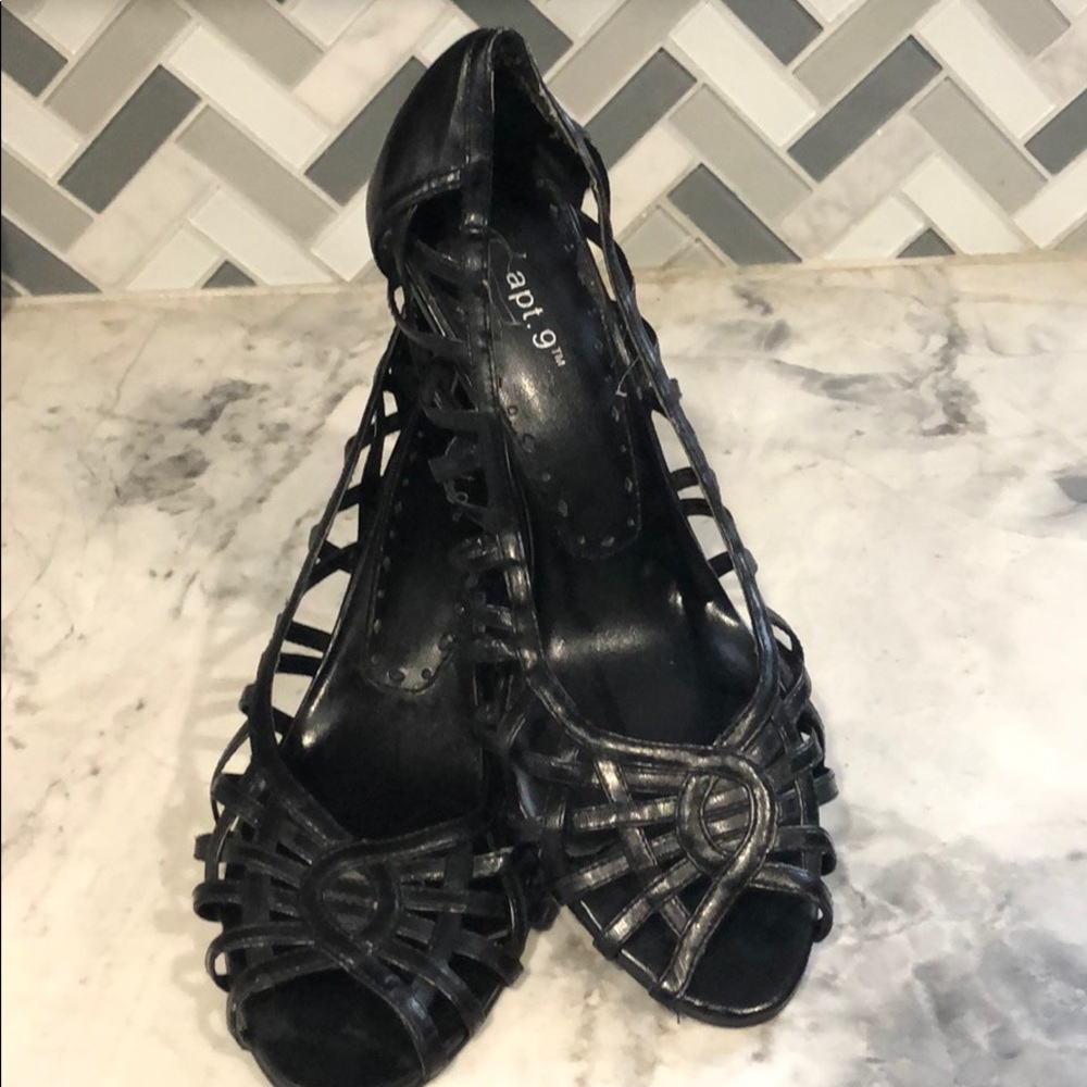 Black strap heels